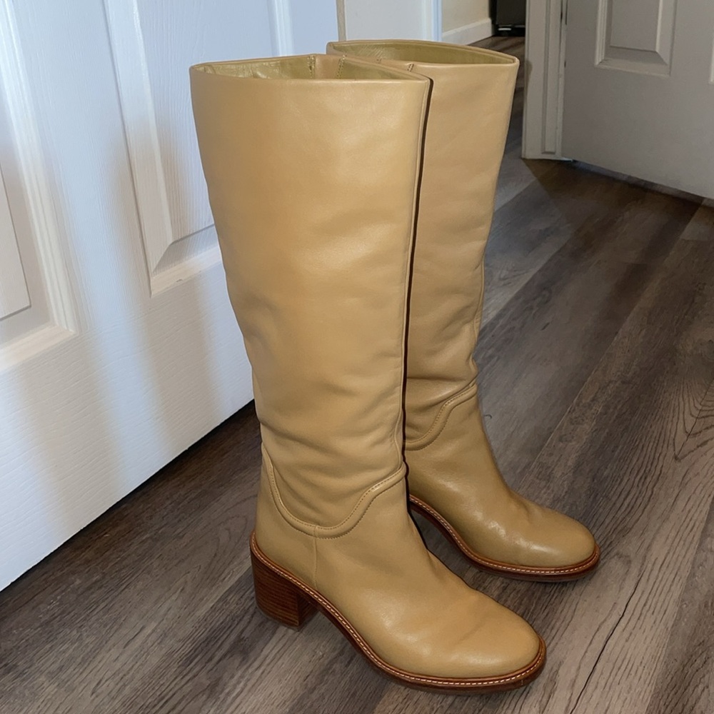 Vince fabian knee high leather boots husk 7.5
